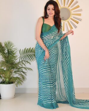 Sitanjali Fancy Printed Georgette Saree with Unstiched Blouse