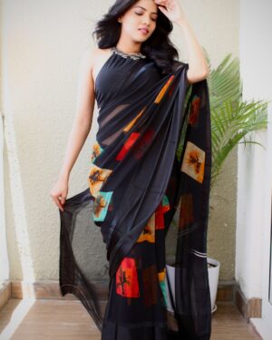 Sitanjali fancy Satin Patta Saree With Unstitched blouse