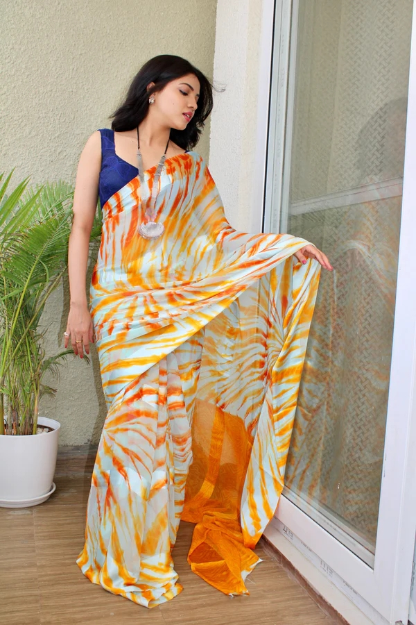 Sitanjalinx Dola Silk Banarasi Bridal Saree – Ready to Wear Sitanjali fancy Satin Patta Saree With Unstitched blouse - Image 2