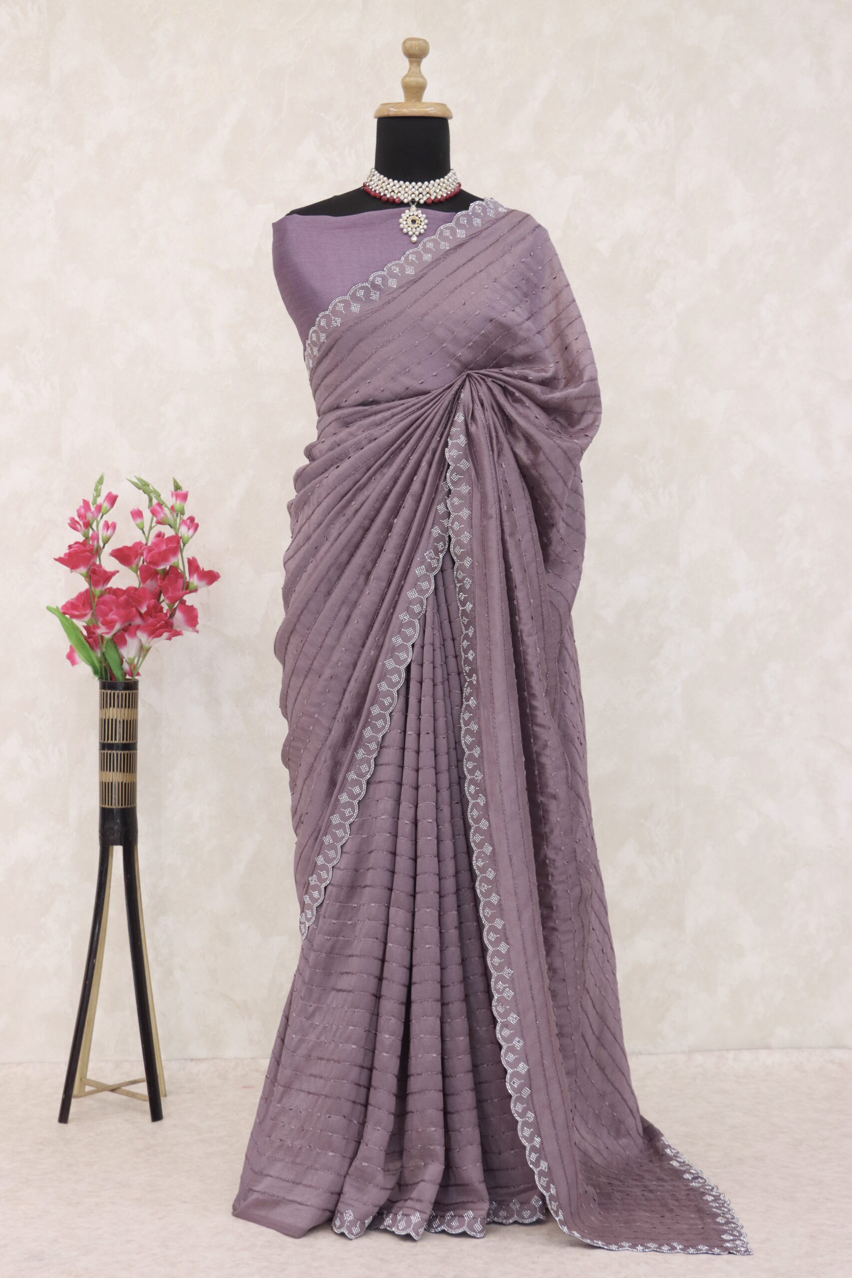 Sitanjalinx Dola Silk Banarasi Bridal Saree – Ready to Wear Sitanjali Fancy Vichitra Silk Saree With Unstiched Blouse Piece - Image 2