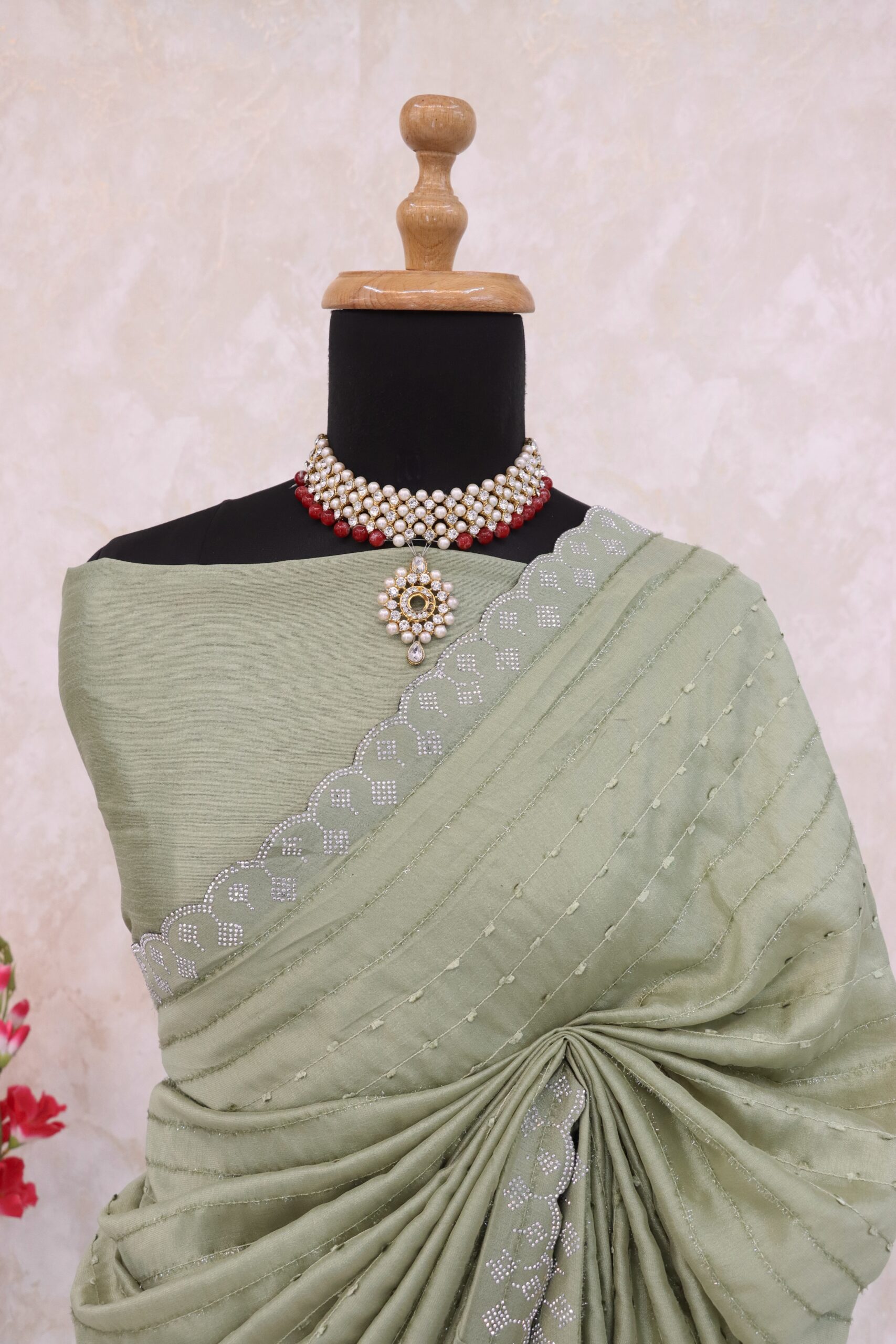 Sitanjalinx Dola Silk Banarasi Bridal Saree – Ready to Wear Sitanjali Fancy Vichitra Silk Saree With Unstiched Blouse Piece - Image 2