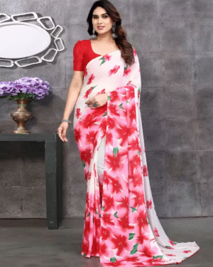 Sitanjali Fancy Printed Georgette Saree with Unstiched Blouse