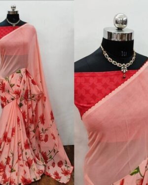 Sitanjali Fancy Printed Georgette Saree with Unstiched Blouse