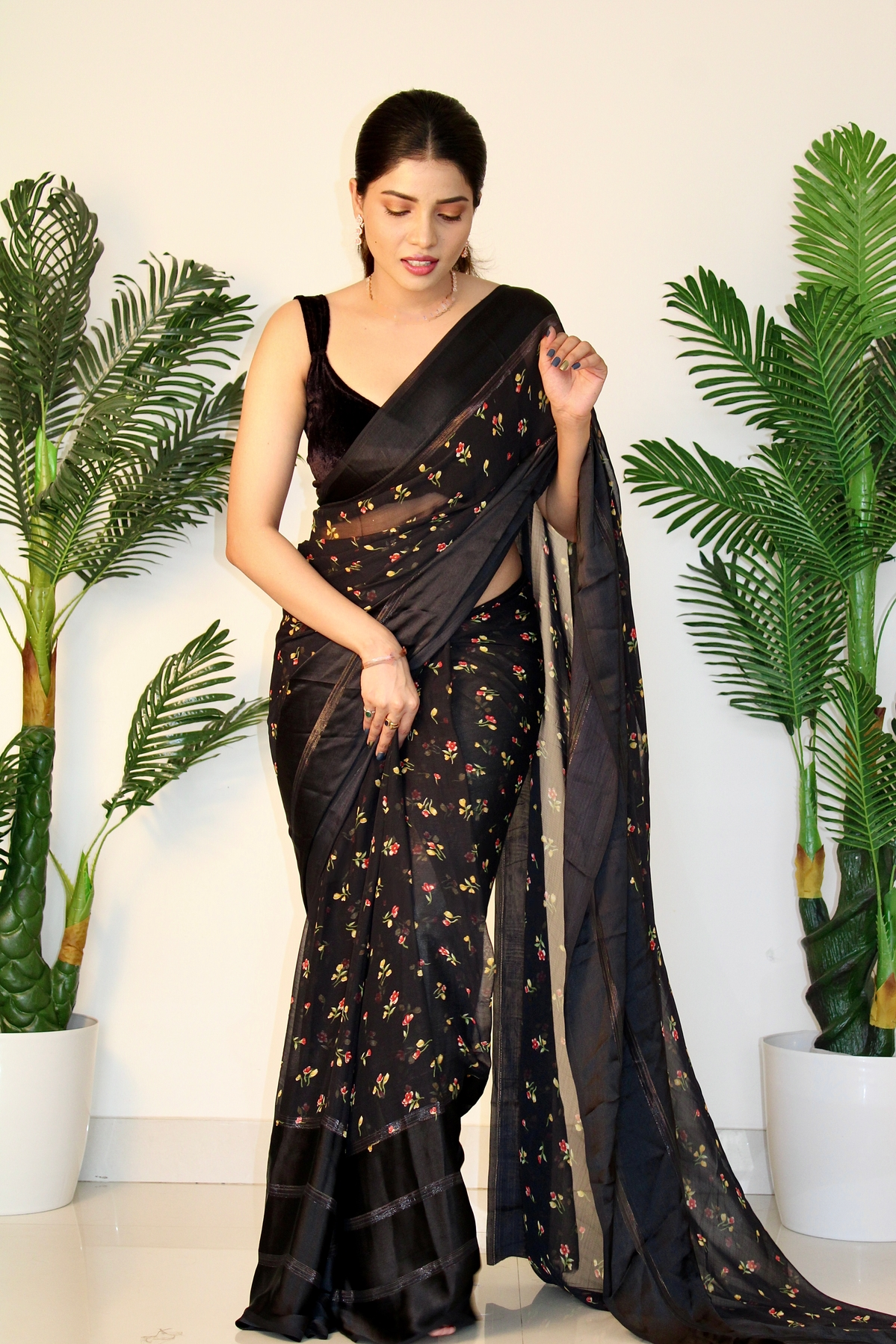 Sitanjali fancy Satin Patta Saree With Unstitched blouse