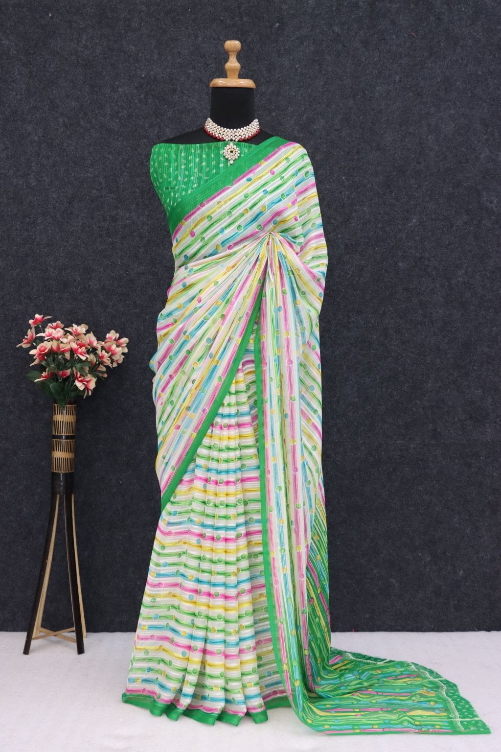 Sitanjali Fancy Printed Georgette Saree with Unstiched Blouse