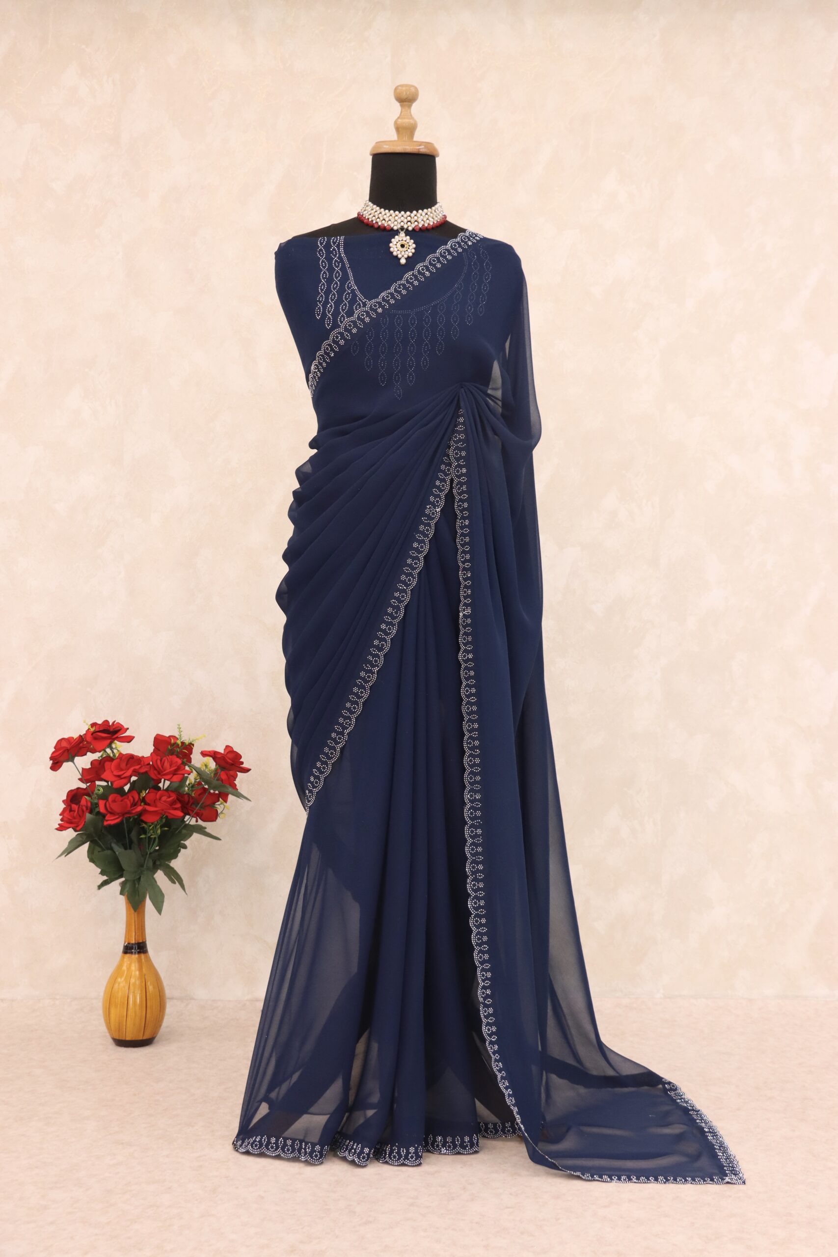 Sitanjalinx Dola Silk Banarasi Bridal Saree – Ready to Wear Sitanjali Fancy Elegant Georgette Saree with Unstiched Blouse - Image 4