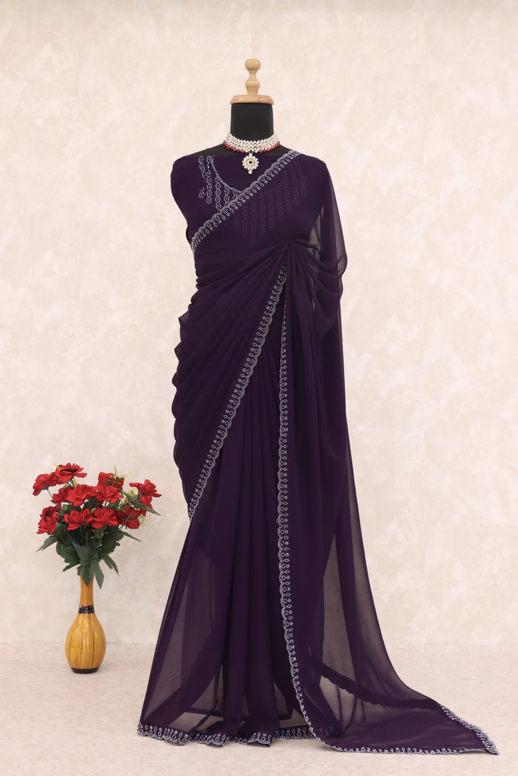 Sitanjalinx Dola Silk Banarasi Bridal Saree – Ready to Wear Sitanjali Fancy Elegant Georgette Saree with Unstiched Blouse - Image 2