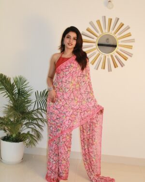 Sitanjali Fancy Printed Georgette Saree with Unstiched Blouse