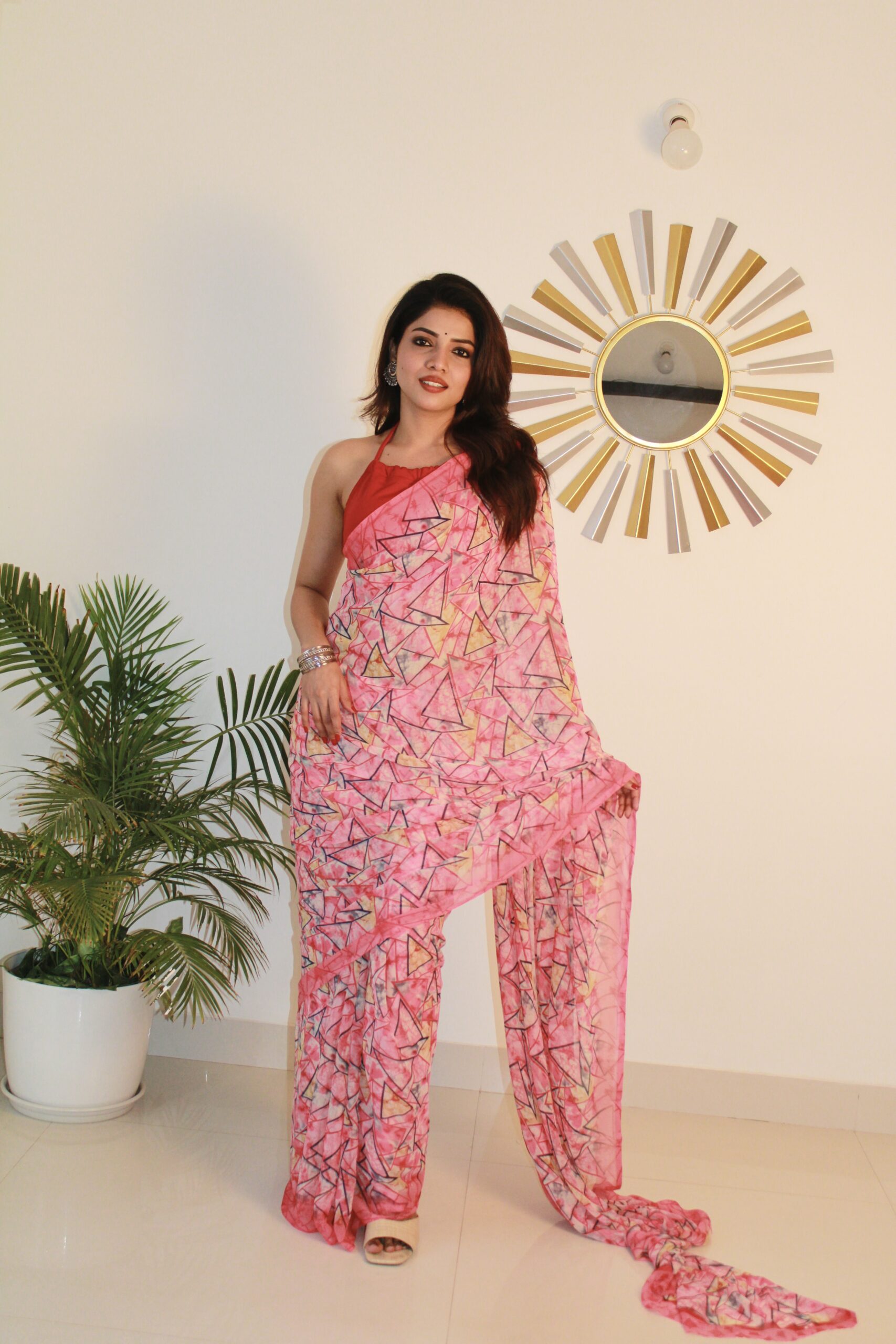 Sitanjali Fancy Printed Georgette Saree with Unstiched Blouse