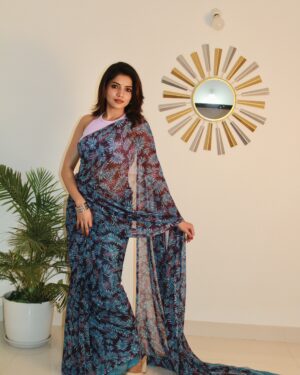 Sitanjali Fancy Printed Georgette Saree with Unstiched Blouse