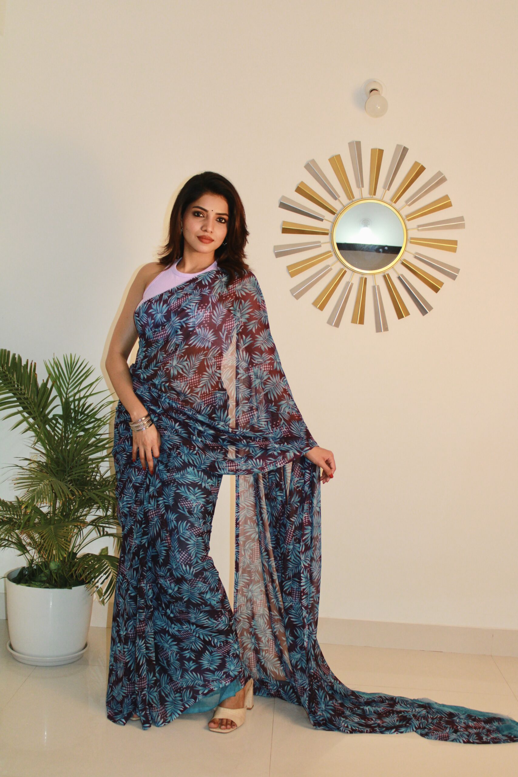 Sitanjali Fancy Printed Georgette Saree with Unstiched Blouse