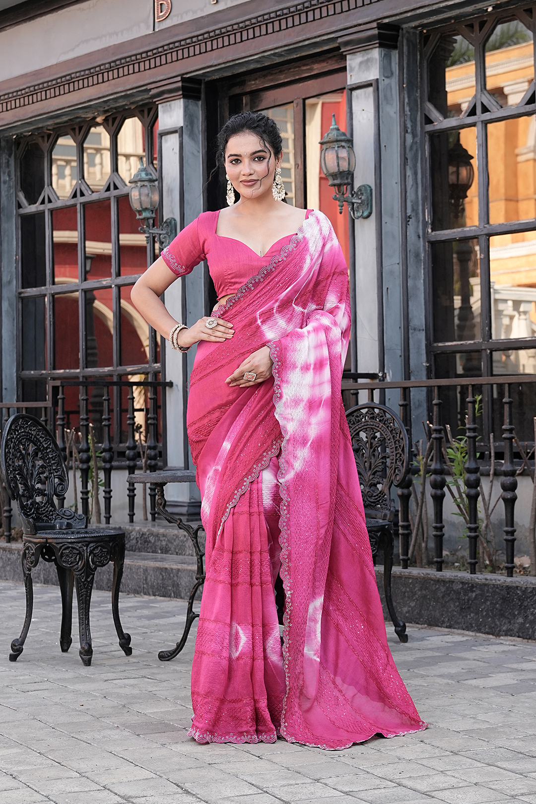 Pre-draped readymade saree in silk fabric with belt – Buy Ready to Wear Saree Online in India