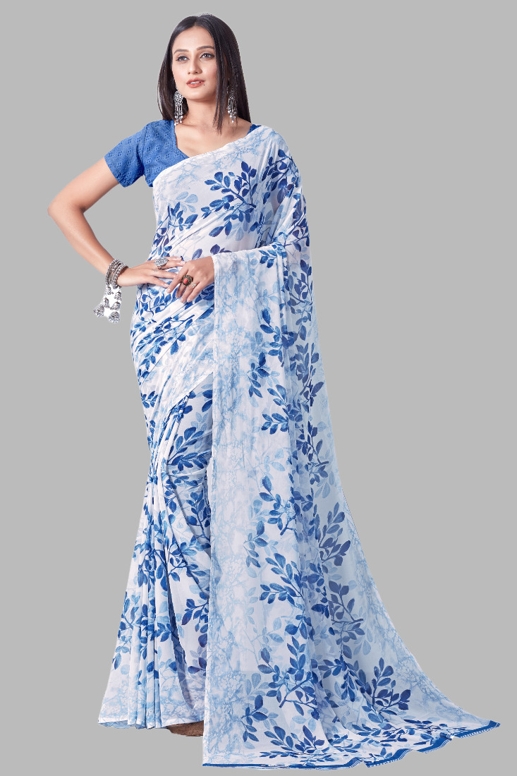 Sitanjali Fancy Printed Georgette Saree with Unstiched Blouse