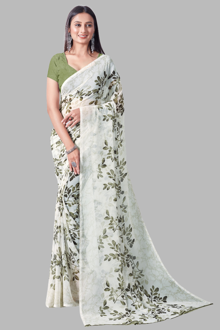 Sitanjalinx Dola Silk Banarasi Bridal Saree – Ready to Wear Sitanjali Fancy Printed Georgette Saree with Unstiched Blouse - Image 3