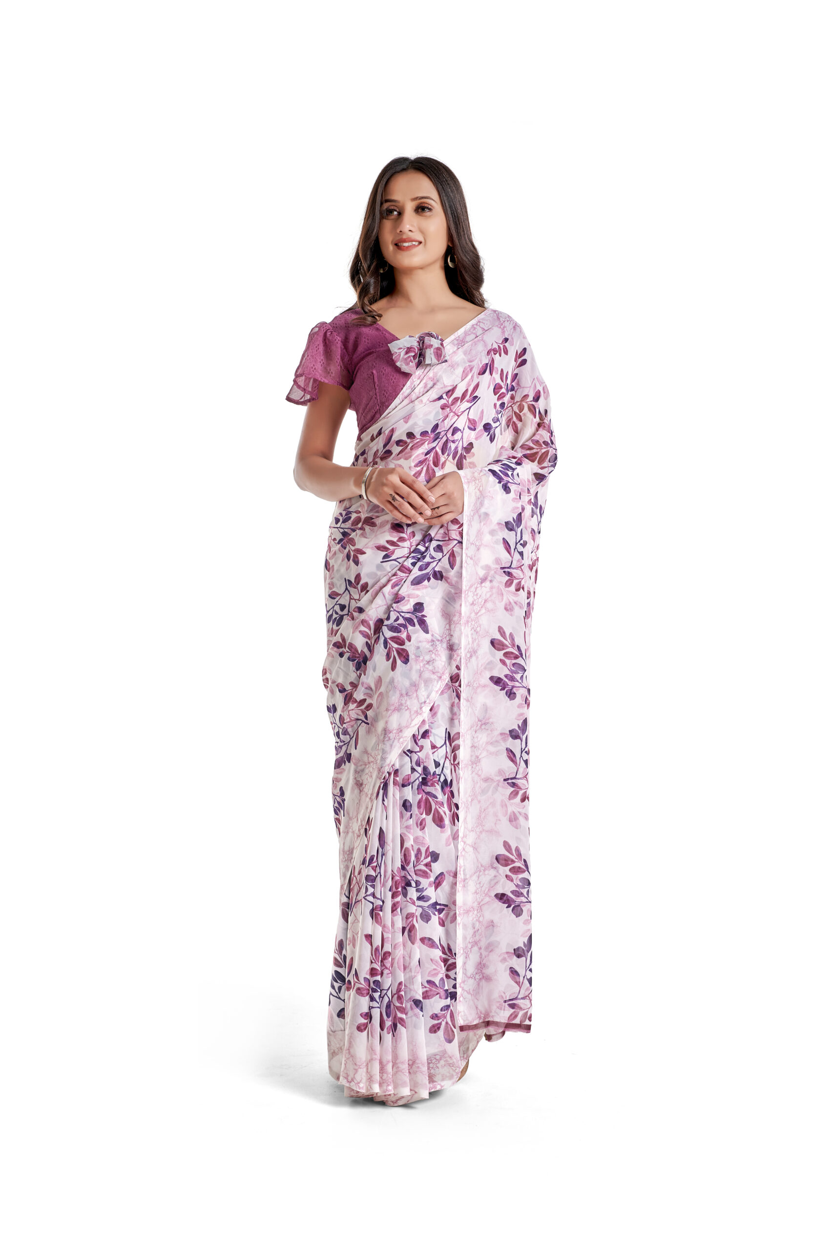 Sitanjalinx Dola Silk Banarasi Bridal Saree – Ready to Wear Sitanjali Fancy Printed Georgette Saree with Unstiched Blouse - Image 2