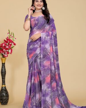purple georgette saree