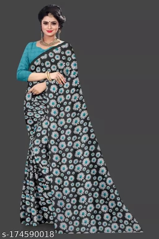 Sitanjalinx Dola Silk Banarasi Bridal Saree – Ready to Wear Sitanjali Fancy Printed Georgette Saree with Unstiched Blouse - Image 2