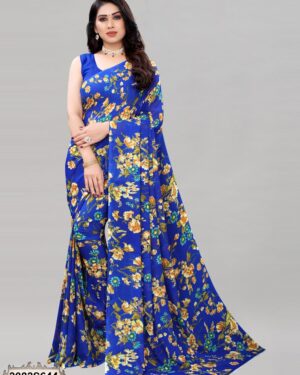 Blue Printed Georgette Saree