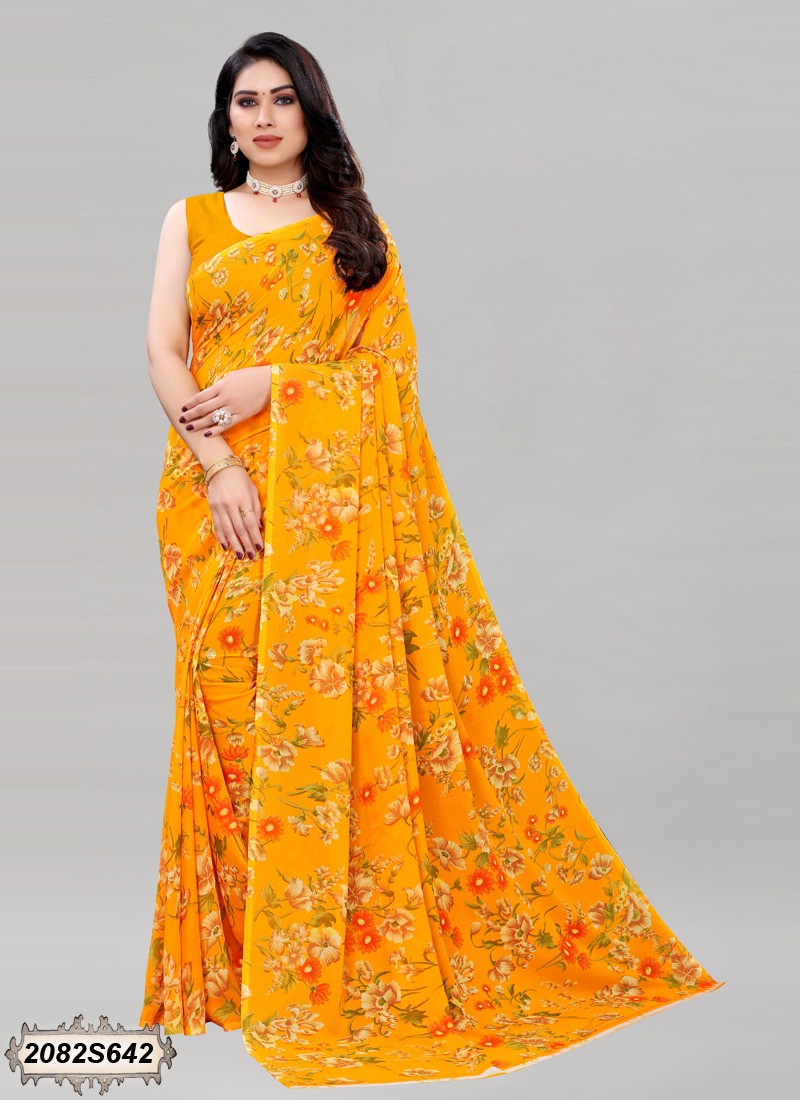 Sitanjalinx Dola Silk Banarasi Bridal Saree – Ready to Wear Sitanjali Blue Printed Georgette Saree with Unstiched Blouse - Image 2