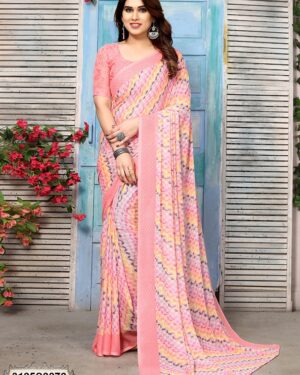 Traditional Indian dola silk saree for festive wear Sitanjali Light Pink Printed Georgette Saree